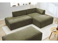 Kampinė modulinė sofa su pufu MEGEVE, žalia su pagalvėlėmis