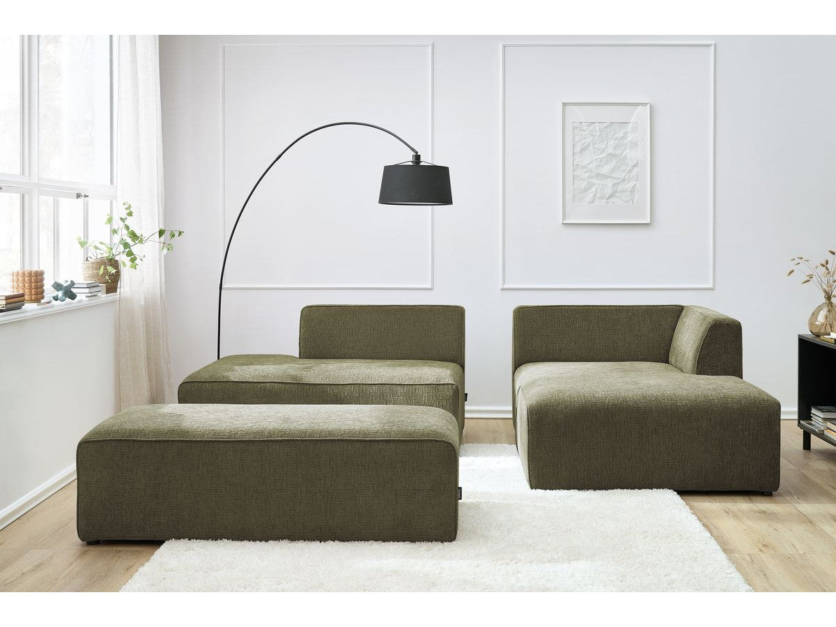 Kampinė modulinė sofa su pufu MEGEVE, žalia su pufu