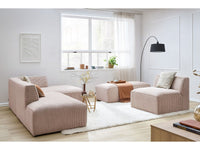 Modulinė kampinė sofa MEGEVE su pufu rumbuoto veliūro tekstūra stambiu planu