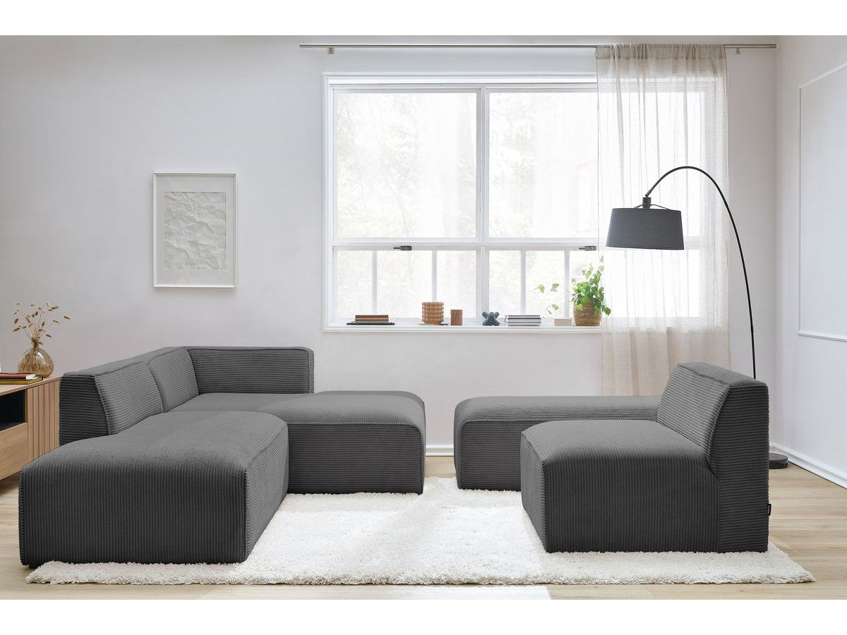 Modulinė kampinė sofa MEGEVE tamsiai pilka praktiškas atspalvis intensyviam naudojimui namuose