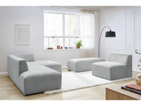 Modulinė kampinė sofa MEGEVE šviesiai pilka šviesus atspalvis lengvam ir moderniam svetainės vaizdui