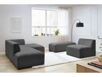 Modulinė kampinė sofa MEGEVE tamsiai pilka pufas kaip pakojis ir papildoma sėdima vieta