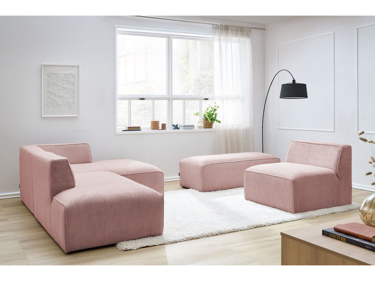 Modulinė kampinė sofa MEGEVE su pufu su pufu pastumtu priekyje