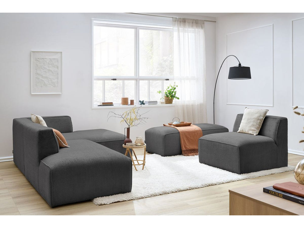 Modulinė kampinė sofa MEGEVE tamsiai pilka solidus atspalvis moderniai svetainei ir kasdienai