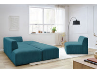 Modulinė kampinė sofa MEGEVE tamsiai mėlyna pufas kaip pakojis patogiam atsipalaidavimui