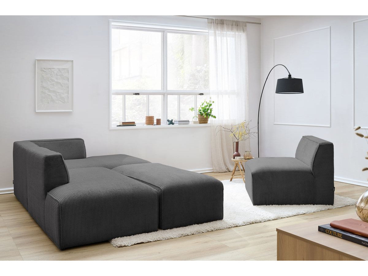 Modulinė kampinė sofa MEGEVE tamsiai pilka modernus dizainas be porankių švarioms linijoms