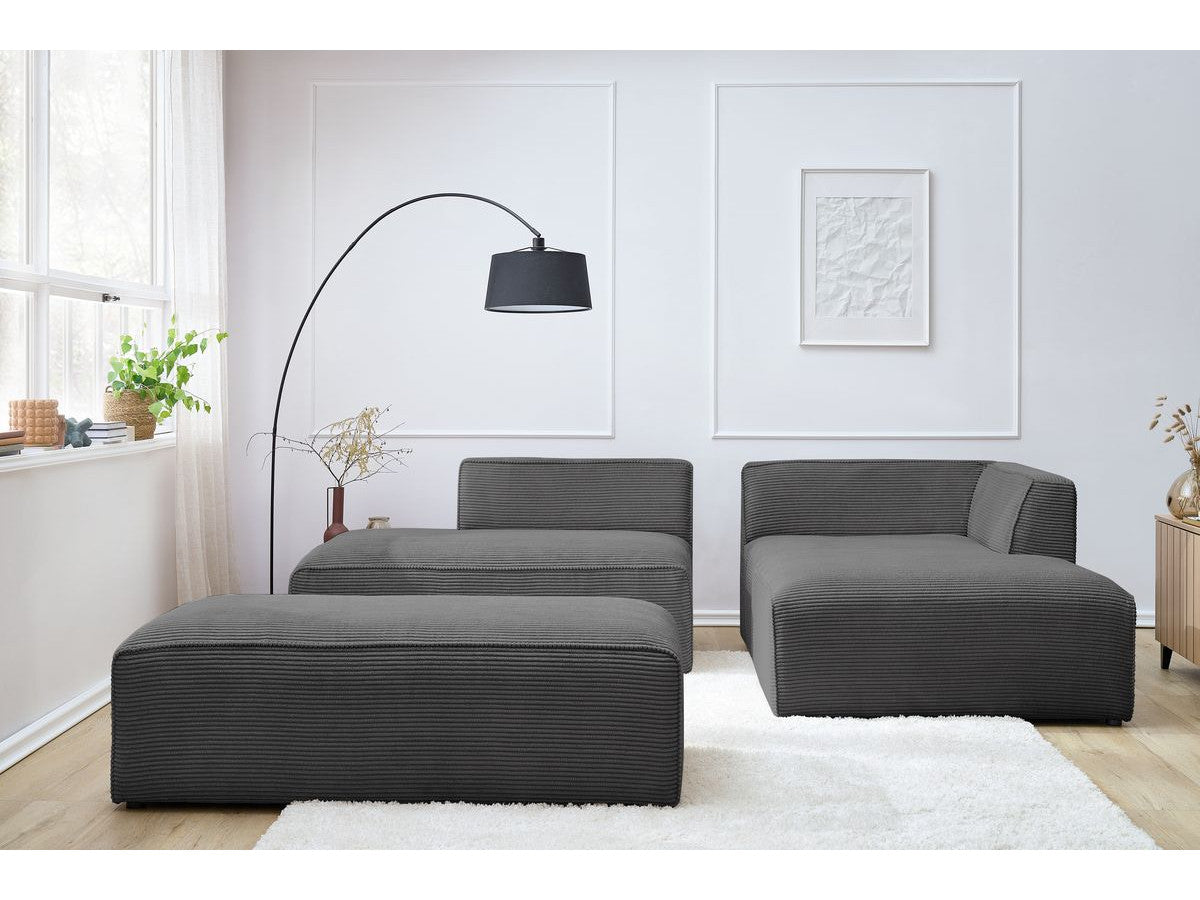 Modulinė kampinė sofa MEGEVE su pufu, tamsiai pilka jaukiam vakarui