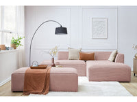 Modulinė kampinė sofa MEGEVE su pufu rožinė dešinė moderniam spalviniam akcentui