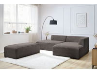 Modulinė kampinė sofa MEGEVE su pufu ruda dešinė patogiam šeimos laikui
