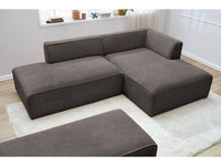 Modulinė kampinė sofa MEGEVE su pufu ruda dešinė šiltai namų nuotaikai