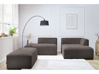 Modulinė kampinė sofa MEGEVE su pufu ruda dešinė rumbuoto veliūro pojūčiui