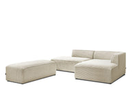 Modulinė kampinė sofa MEGEVE su pufu smėlio dešinė šviesiam interjerui