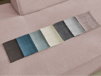 Modulinė kampinė sofa MEGEVE su pufu rožinė dešinė švelnios nuotaikos interjerui
