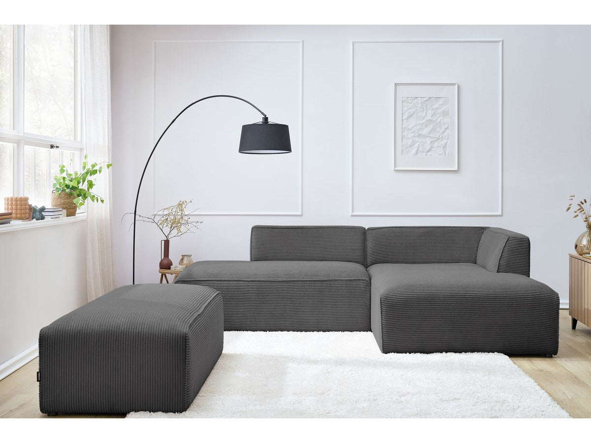 Modulinė kampinė sofa MEGEVE su pufu, tamsiai pilka pufas papildomai vietai