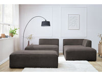 Modulinė kampinė sofa MEGEVE su pufu ruda dešinė tvarkingam svetainės išdėstymui