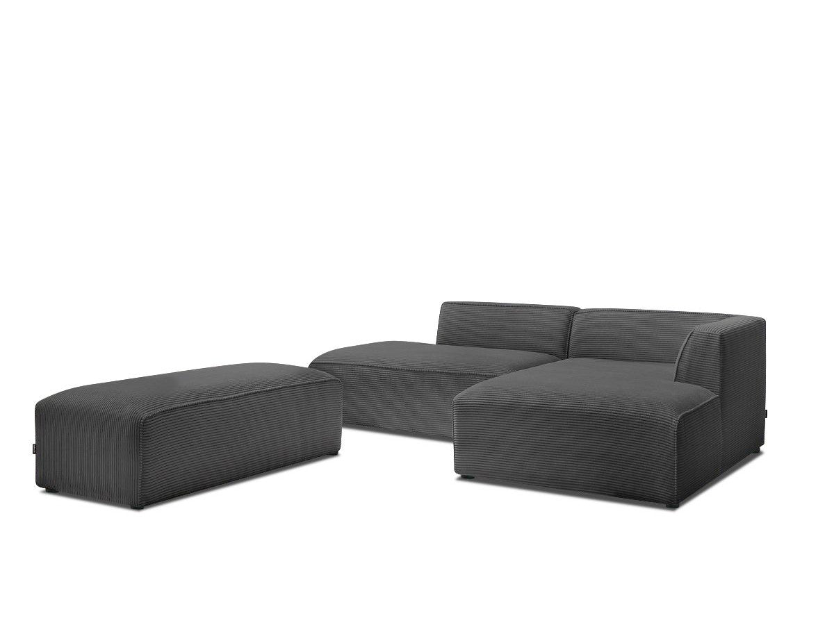 Modulinė kampinė sofa MEGEVE su pufu, tamsiai pilka praktiškam naudojimui kasdien