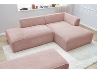 Modulinė kampinė sofa MEGEVE su pufu rožinė dešinė jaukiai šeimos erdvei