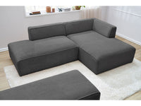 Modulinė kampinė sofa MEGEVE su pufu, tamsiai pilka tvarkingam moderniam vaizdui
