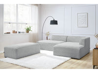 Modulinė kampinė sofa MEGEVE su pufu, šviesiai pilka perstatomoms dalims pagal poreikį