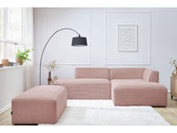 Modulinė kampinė sofa MEGEVE su pufu rožinė dešinė patogiam vakarui namuose