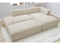 Modulinė kampinė sofa MEGEVE su pufu smėlio dešinė švariam dizainui