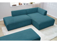 Kampinė sofa MEGEVE su pufu, tamsiai mėlyna, patogiam susibūrimui