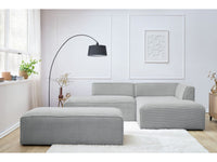 Modulinė kampinė sofa MEGEVE su pufu, šviesiai pilka pufas kaip papildoma vieta