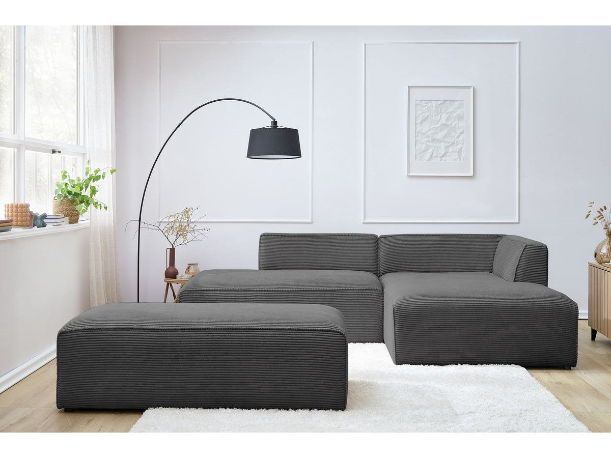 Modulinė kampinė sofa MEGEVE su pufu, tamsiai pilka didesnei sėdimai zonai