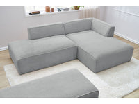 Modulinė kampinė sofa MEGEVE su pufu, šviesiai pilka pufas kaip mobilus elementas