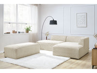 Modulinė kampinė sofa MEGEVE su pufu smėlio dešinė kasdieniam poilsiui