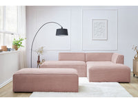 Modulinė kampinė sofa MEGEVE su pufu rožinė dešinė stilingai poilsio zonai
