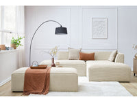 Modulinė kampinė sofa MEGEVE su pufu smėlio dešinė lengvai svetainei