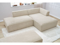 Modulinė kampinė sofa MEGEVE su pufu smėlio dešinė šviesiai namų atmosferai
