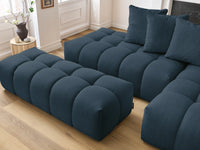Kampinė sofa MONT-BLANC su pufu, tamsiai mėlyna vaizdas iš šono