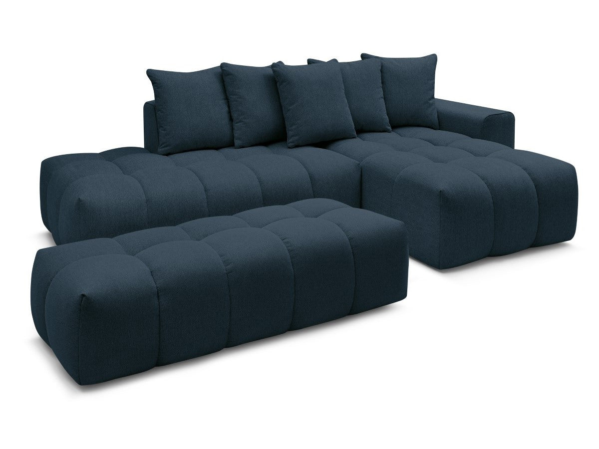 Kampinė sofa MONT-BLANC su pufu, tamsiai mėlyna detalės vaizdas