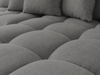 Kampinė sofa MONT-BLANC su pufu, tamsiai pilka svetainės interjere