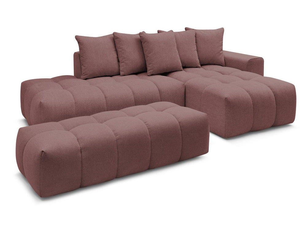 Kampinė sofa MONT-BLANC su pufu, rožinė detalės vaizdas