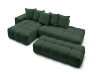 Kampinė sofa MONT-BLANC su pufu, žalia su pagalvėlėmis