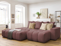 Kampinė sofa MONT-BLANC su pufu, rožinė audinio tekstūra