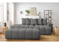 Kampinė sofa MONT-BLANC su pufu, tamsiai pilka kampinis vaizdas