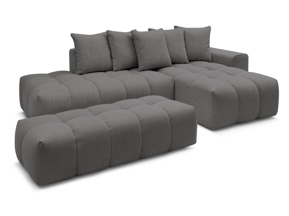 Kampinė sofa MONT-BLANC su pufu, tamsiai pilka detalės vaizdas