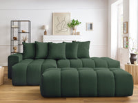 Kampinė sofa MONT-BLANC su pufu, žalia kampinis vaizdas
