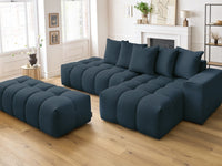 Kampinė sofa MONT-BLANC su pufu, tamsiai mėlyna vaizdas iš priekio