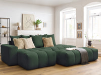 Kampinė sofa MONT-BLANC su pufu, žalia audinio tekstūra