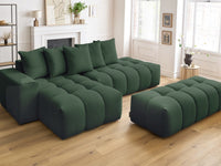 Kampinė sofa MONT-BLANC su pufu, žalia vaizdas iš priekio