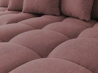 Kampinė sofa MONT-BLANC su pufu, rožinė svetainės interjere
