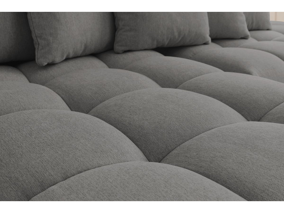 Kampinė sofa MONT-BLANC, tamsiai pilka su pufu