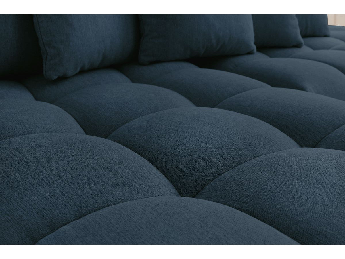 Kampinė sofa MONT-BLANC, tamsiai mėlyna su pufu
