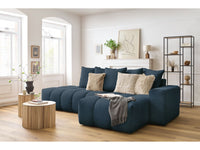 Kampinė sofa MONT-BLANC, tamsiai mėlyna šalia kavos staliuko