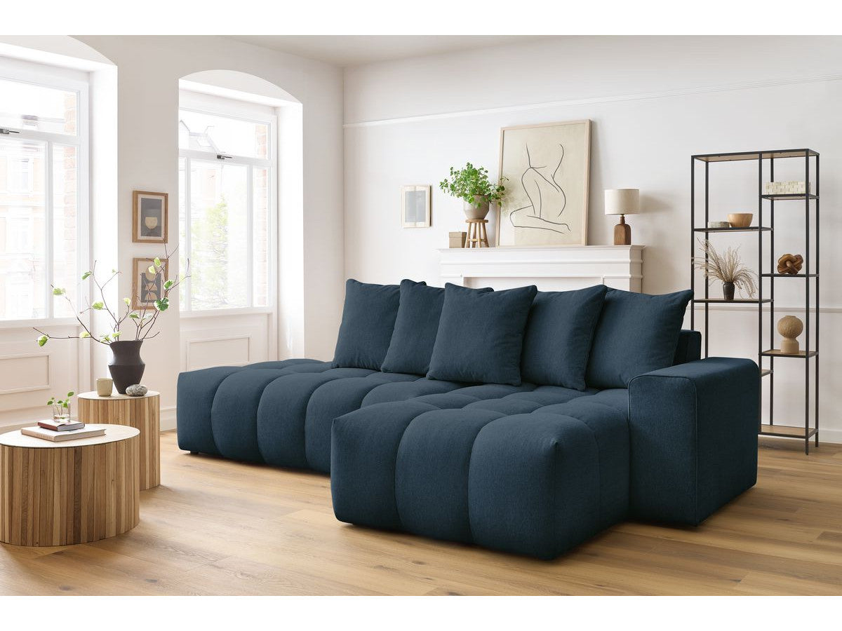 Kampinė sofa MONT-BLANC, tamsiai mėlyna vaizdas iš šono